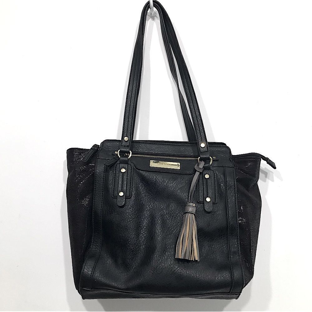 Rosetti LARISSA Black Vegan Leather Sparkle Side Tote Shoulder Bag